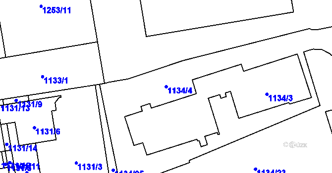 Parcela st. 1134/4 v KÚ Tlučná, Katastrální mapa