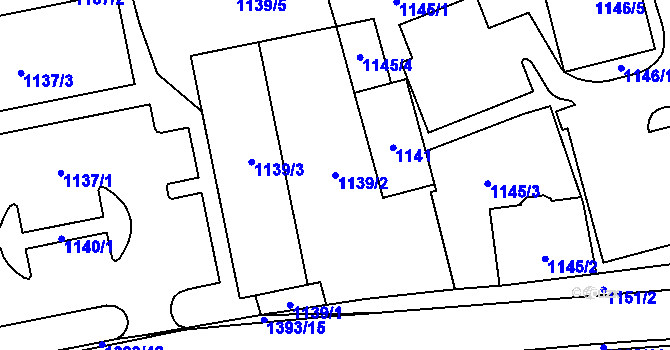 Parcela st. 1139/2 v KÚ Tlučná, Katastrální mapa