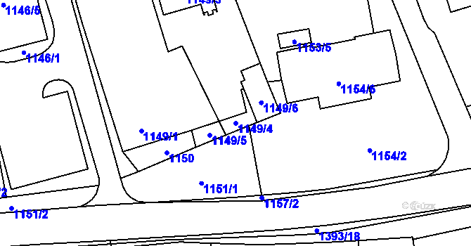Parcela st. 1149/4 v KÚ Tlučná, Katastrální mapa