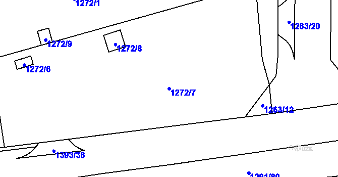 Parcela st. 1272/7 v KÚ Tlučná, Katastrální mapa