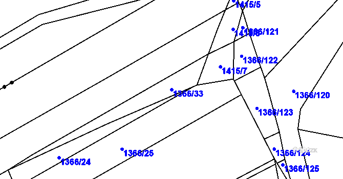 Parcela st. 1366/33 v KÚ Tlučná, Katastrální mapa