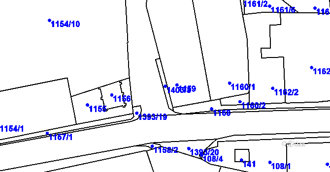 Parcela st. 1403/3 v KÚ Tlučná, Katastrální mapa