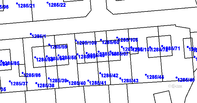 Parcela st. 1285/56 v KÚ Tlučná, Katastrální mapa