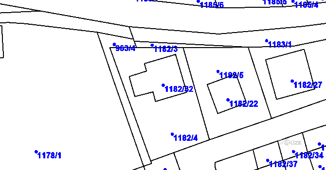 Parcela st. 1182/32 v KÚ Tlučná, Katastrální mapa