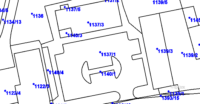 Parcela st. 1137/1 v KÚ Tlučná, Katastrální mapa