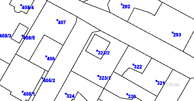Parcela st. 323/2 v KÚ Tlučná, Katastrální mapa