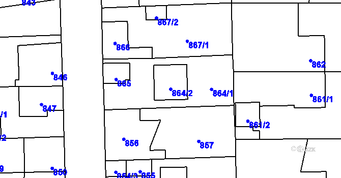 Parcela st. 864/2 v KÚ Tlučná, Katastrální mapa