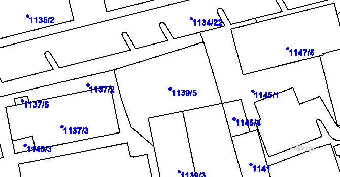 Parcela st. 1139/5 v KÚ Tlučná, Katastrální mapa