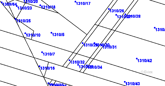 Parcela st. 1310/29 v KÚ Tlučná, Katastrální mapa