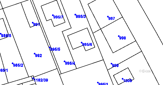 Parcela st. 995/6 v KÚ Tlučná, Katastrální mapa