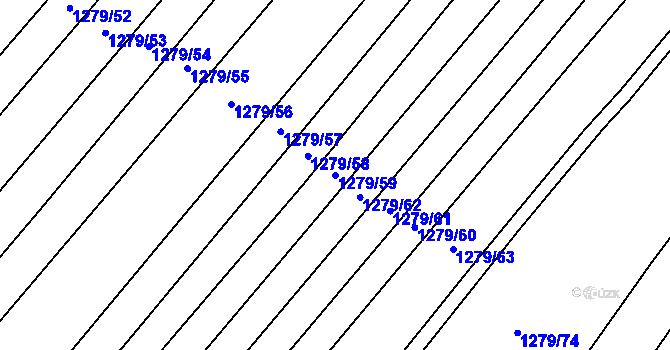 Parcela st. 1279/59 v KÚ Tlučná, Katastrální mapa