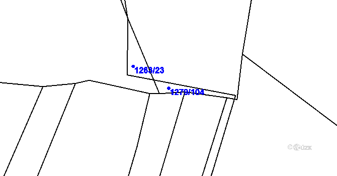 Parcela st. 1279/104 v KÚ Tlučná, Katastrální mapa