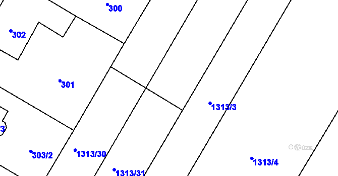 Parcela st. 1313/2 v KÚ Tlučná, Katastrální mapa