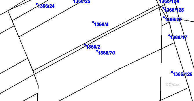 Parcela st. 1366/70 v KÚ Tlučná, Katastrální mapa