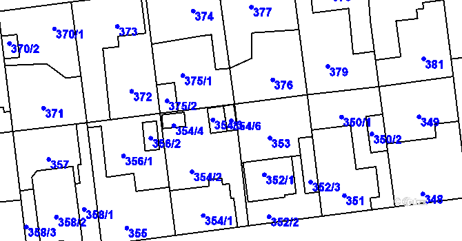 Parcela st. 354/6 v KÚ Tlučná, Katastrální mapa