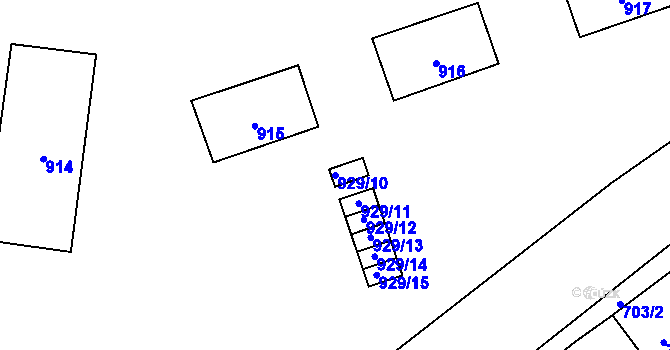 Parcela st. 929/10 v KÚ Tlučná, Katastrální mapa