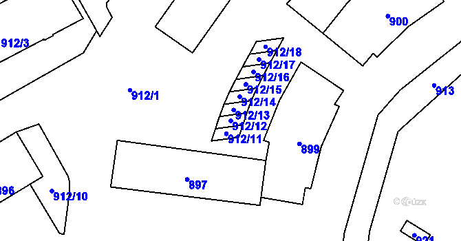 Parcela st. 912/12 v KÚ Tlučná, Katastrální mapa
