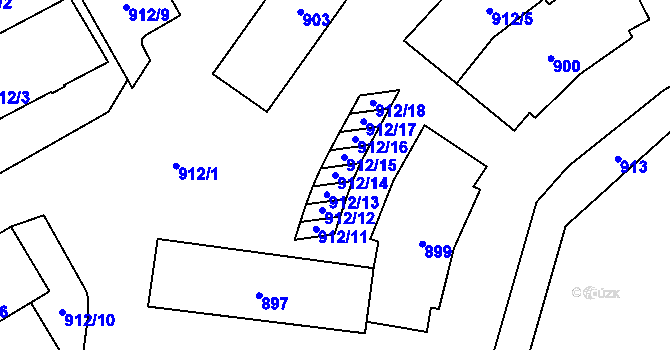 Parcela st. 912/14 v KÚ Tlučná, Katastrální mapa