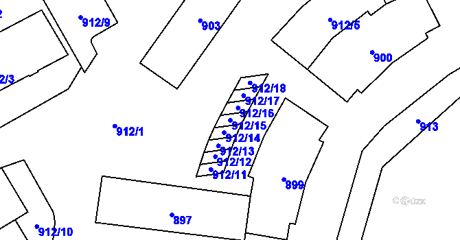 Parcela st. 912/15 v KÚ Tlučná, Katastrální mapa