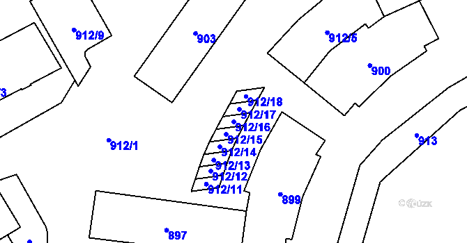 Parcela st. 912/16 v KÚ Tlučná, Katastrální mapa