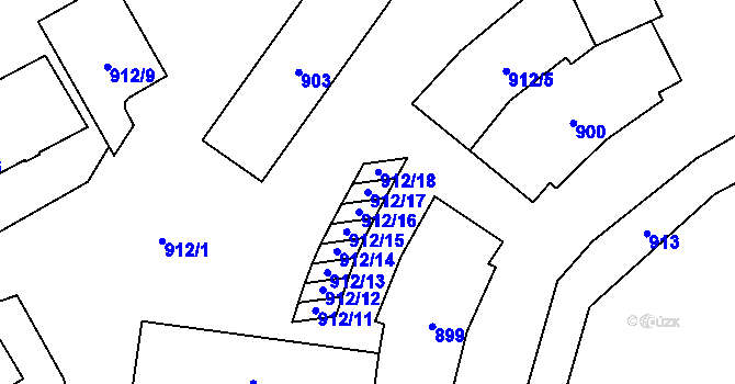 Parcela st. 912/17 v KÚ Tlučná, Katastrální mapa