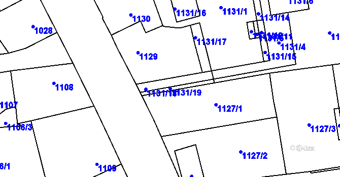Parcela st. 1131/19 v KÚ Tlučná, Katastrální mapa