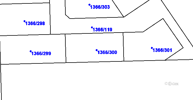 Parcela st. 1366/300 v KÚ Tlučná, Katastrální mapa