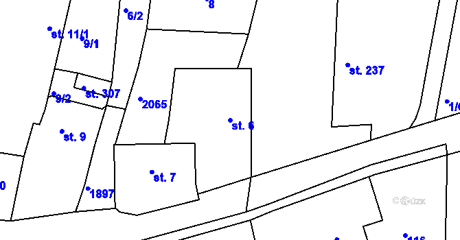 Parcela st. 6 v KÚ Tlumačov u Domažlic, Katastrální mapa