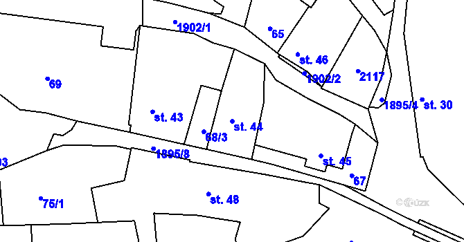 Parcela st. 44 v KÚ Tlumačov u Domažlic, Katastrální mapa