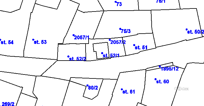 Parcela st. 52/1 v KÚ Tlumačov u Domažlic, Katastrální mapa