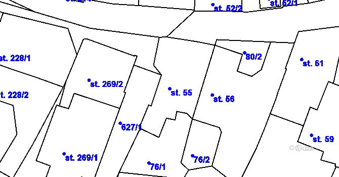 Parcela st. 55 v KÚ Tlumačov u Domažlic, Katastrální mapa