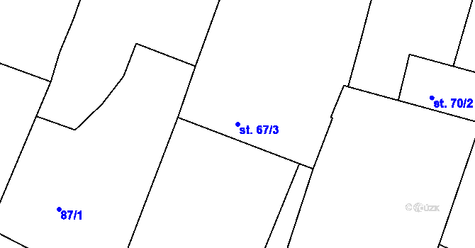 Parcela st. 67/3 v KÚ Tlumačov u Domažlic, Katastrální mapa