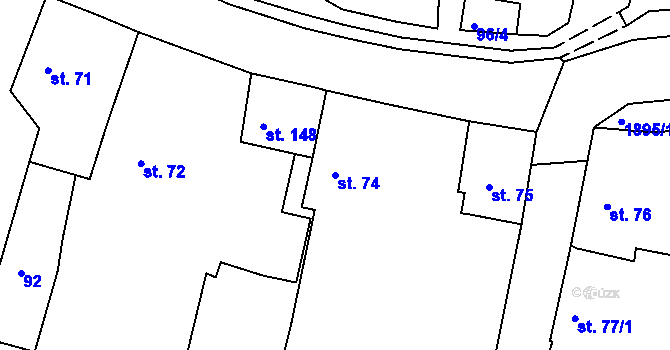 Parcela st. 74 v KÚ Tlumačov u Domažlic, Katastrální mapa