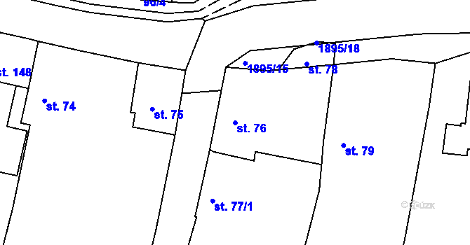 Parcela st. 76 v KÚ Tlumačov u Domažlic, Katastrální mapa
