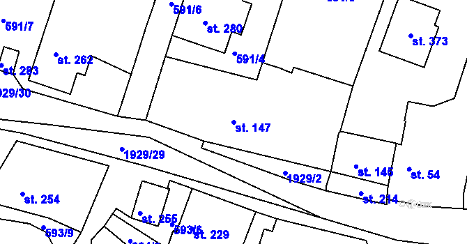 Parcela st. 147 v KÚ Tlumačov u Domažlic, Katastrální mapa