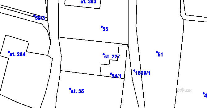 Parcela st. 227 v KÚ Tlumačov u Domažlic, Katastrální mapa