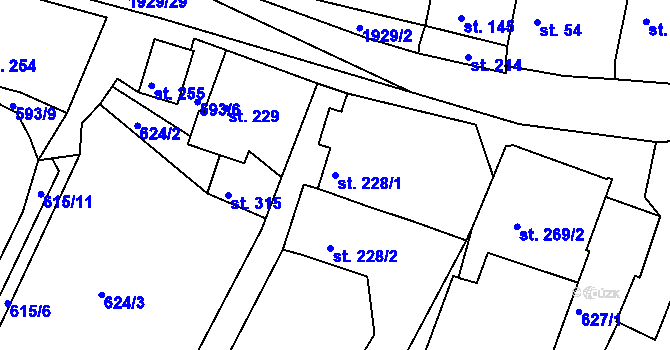 Parcela st. 228/1 v KÚ Tlumačov u Domažlic, Katastrální mapa