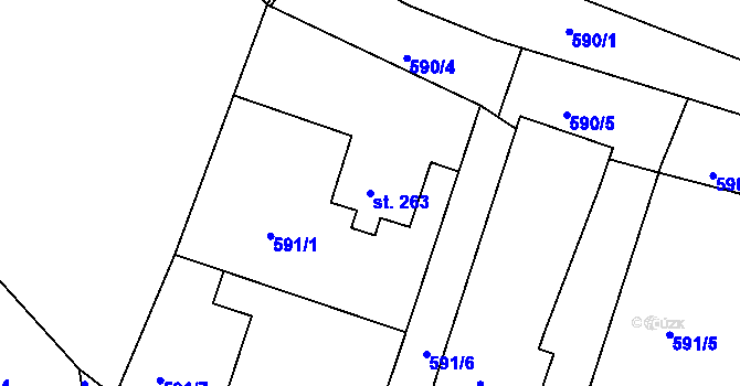 Parcela st. 263 v KÚ Tlumačov u Domažlic, Katastrální mapa