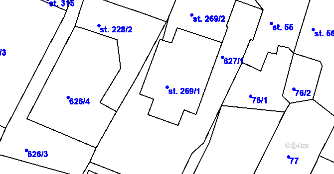 Parcela st. 269/1 v KÚ Tlumačov u Domažlic, Katastrální mapa