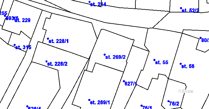 Parcela st. 269/2 v KÚ Tlumačov u Domažlic, Katastrální mapa