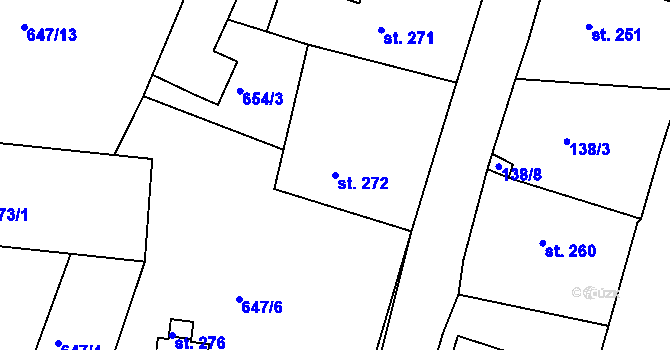 Parcela st. 272 v KÚ Tlumačov u Domažlic, Katastrální mapa