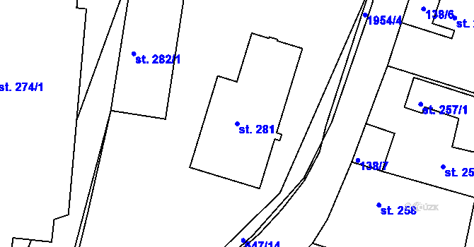 Parcela st. 281 v KÚ Tlumačov u Domažlic, Katastrální mapa