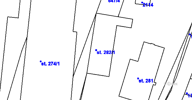 Parcela st. 282/1 v KÚ Tlumačov u Domažlic, Katastrální mapa