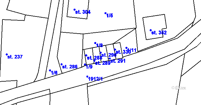 Parcela st. 290 v KÚ Tlumačov u Domažlic, Katastrální mapa