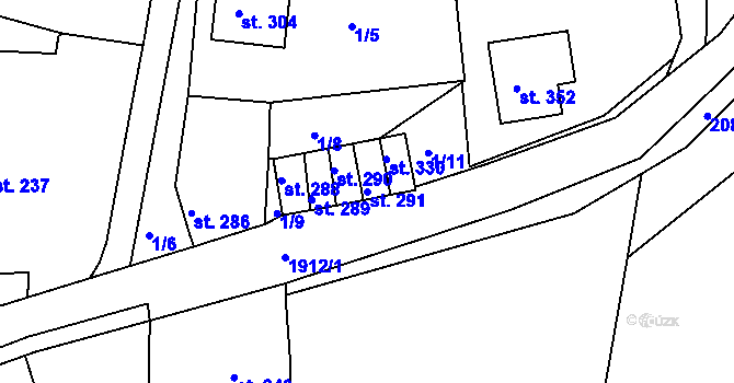 Parcela st. 291 v KÚ Tlumačov u Domažlic, Katastrální mapa