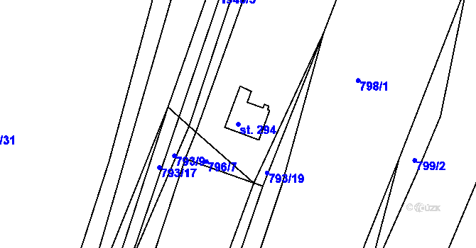 Parcela st. 294 v KÚ Tlumačov u Domažlic, Katastrální mapa