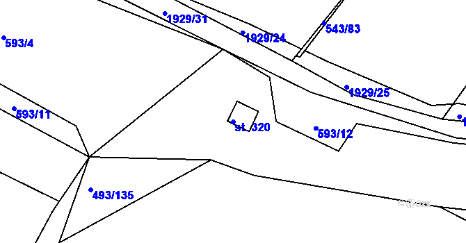 Parcela st. 320 v KÚ Tlumačov u Domažlic, Katastrální mapa