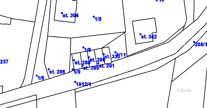 Parcela st. 330 v KÚ Tlumačov u Domažlic, Katastrální mapa