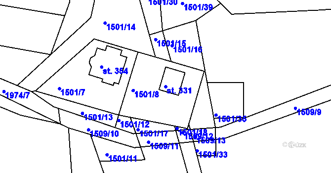 Parcela st. 331 v KÚ Tlumačov u Domažlic, Katastrální mapa