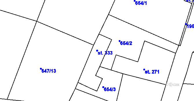 Parcela st. 333 v KÚ Tlumačov u Domažlic, Katastrální mapa